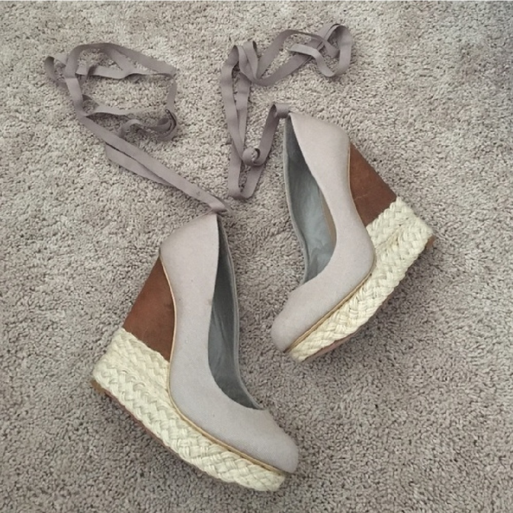 BCBGmaxazaria wooden espadrille wedges